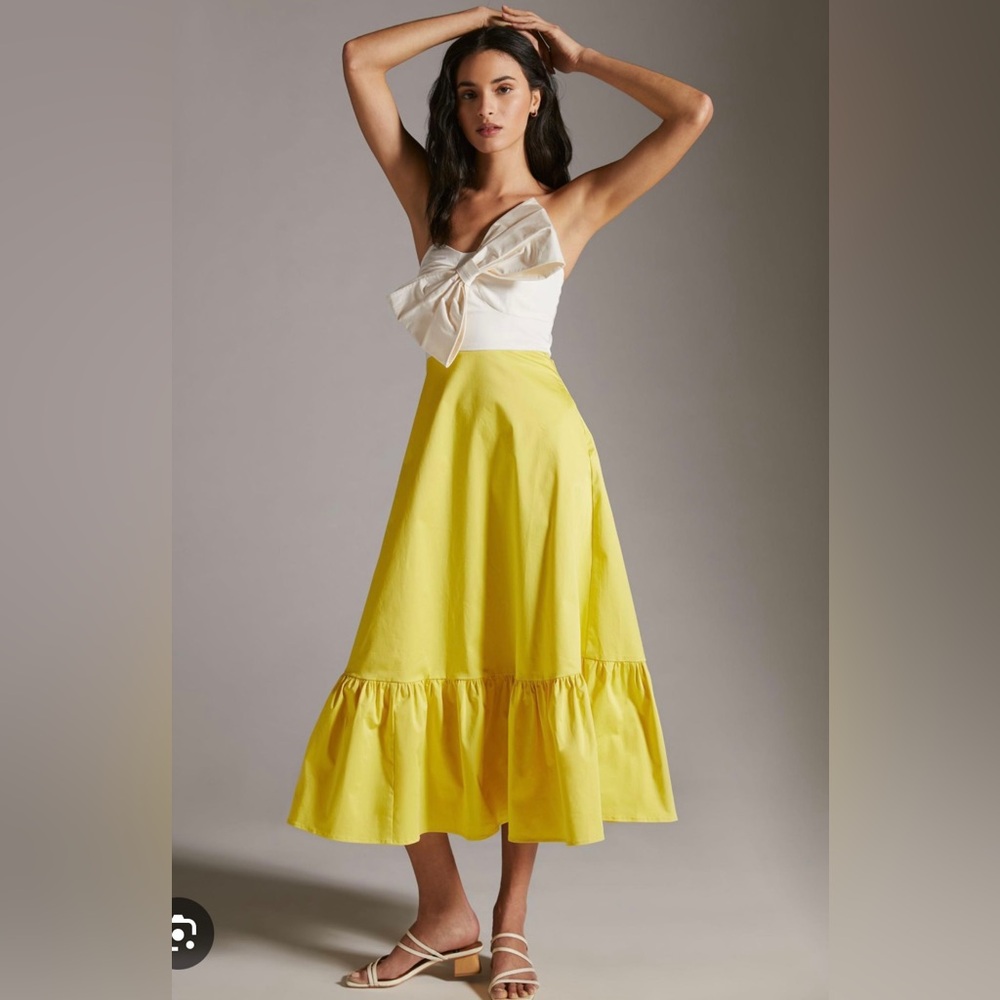 Anthropologie Hutch Color block Strapless Bow Dress